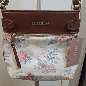 Fiorelli Floral Crossbody Bag Brown Trim Adjustable Strap